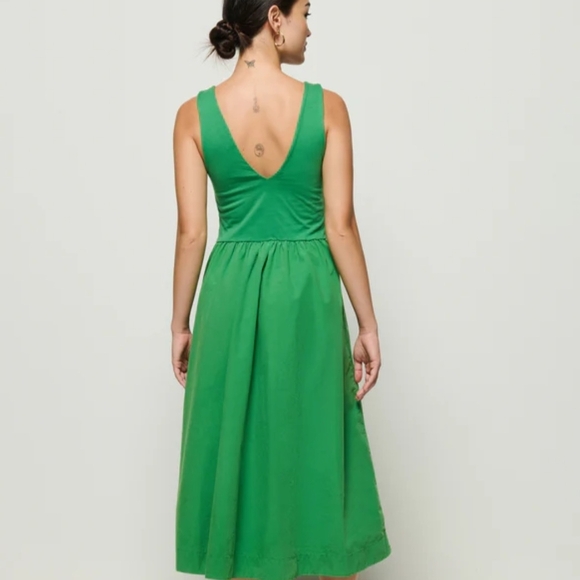 Nation LTD XS Daria Tank Green Lawn Sleeveless Dress Pima Cotton Quiet Luxury - Picture 2 of 10